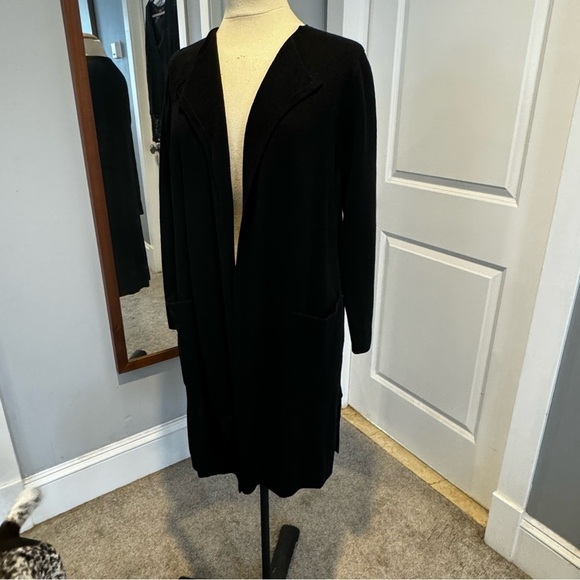 J. Crew Black Knit Open front long duster cardigan Small S - Picture 3 of 11